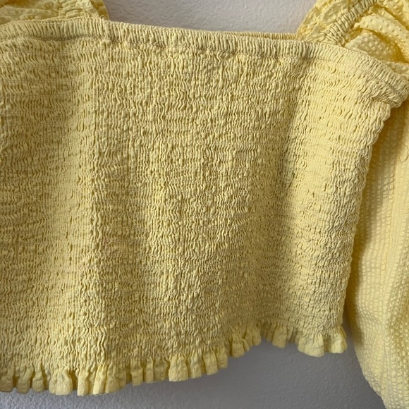 Billabong Smocked Stretch Balloon Sleeves Crop Top Size Med - Picture 4 of 7